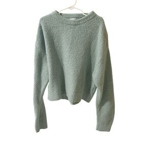 Zara Light Teal Green Soft Chunky Knit Cropped Sweater Girls Size 13-14